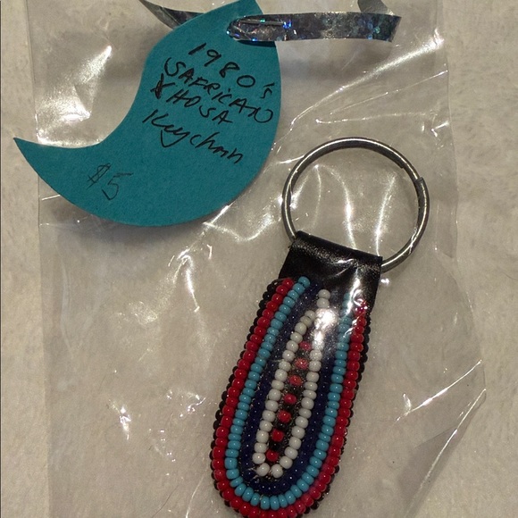 1980s South Africa Xhosa Hand Beaded Key Chain Double Sided